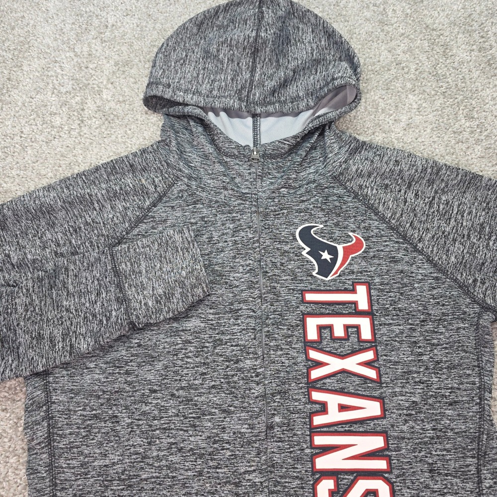 NFL Team Apparel Houston Texans Womens Gray Space Dye Full Zip Hoodie Medium